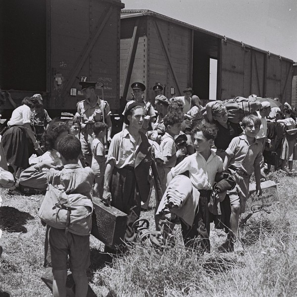 Young Jewish Holocaust survivors arriving at the Atlit detainee camp in northern Israel Atlit Camp-Holocaust Survivors