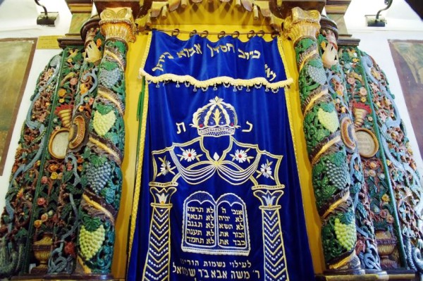 Aron-Kodesh-Parakhet-Arizal-Safed Torah Ark at Synagogue in Safed, Israel