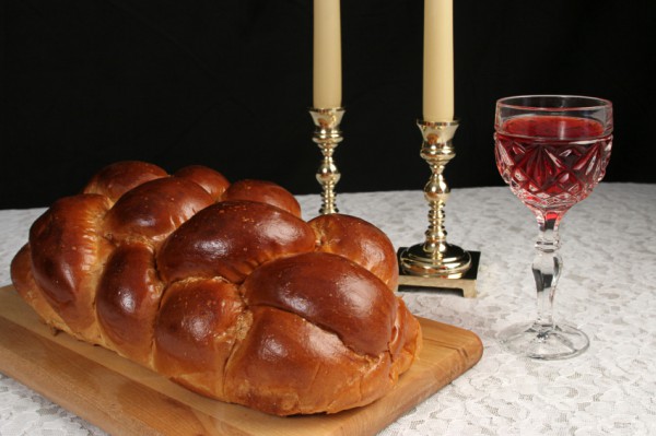 Complete Shabbat Table Shabbat-Candles-Challah-Wine-Table