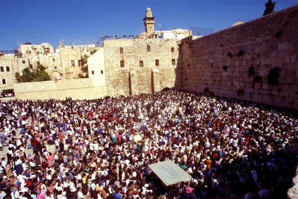 Enormous Crowd of Worshipers at the Western Wall Jerusalem-Israel-Kotel Plaza-Wailing Wall-crowd-worship