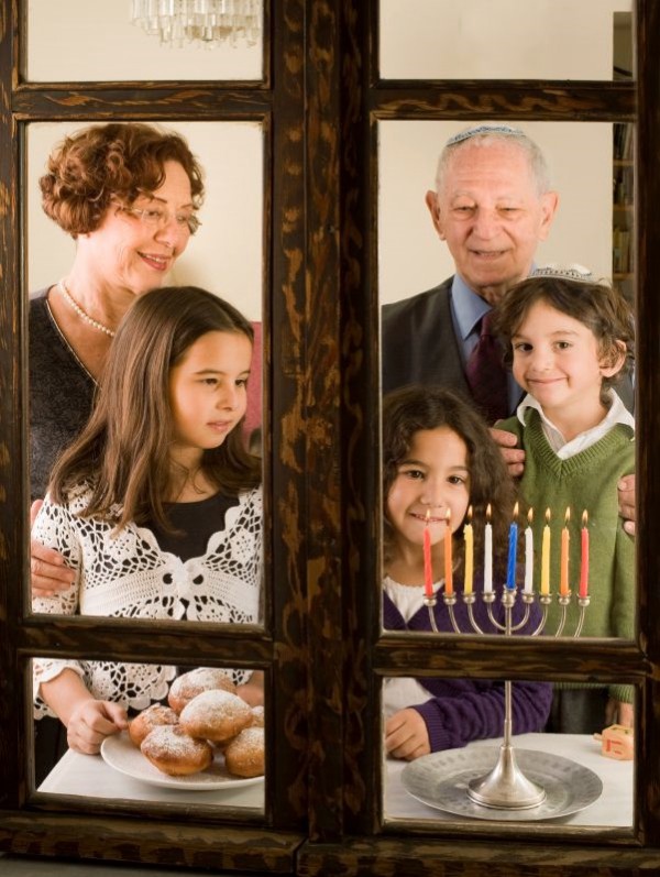Chanukah window menorah family Hanukkah Menorah-Window-Miracles of Hanukkah