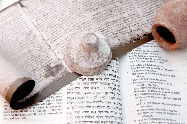 Bible scrolls Hebrew scroll-Word of God-clay jar