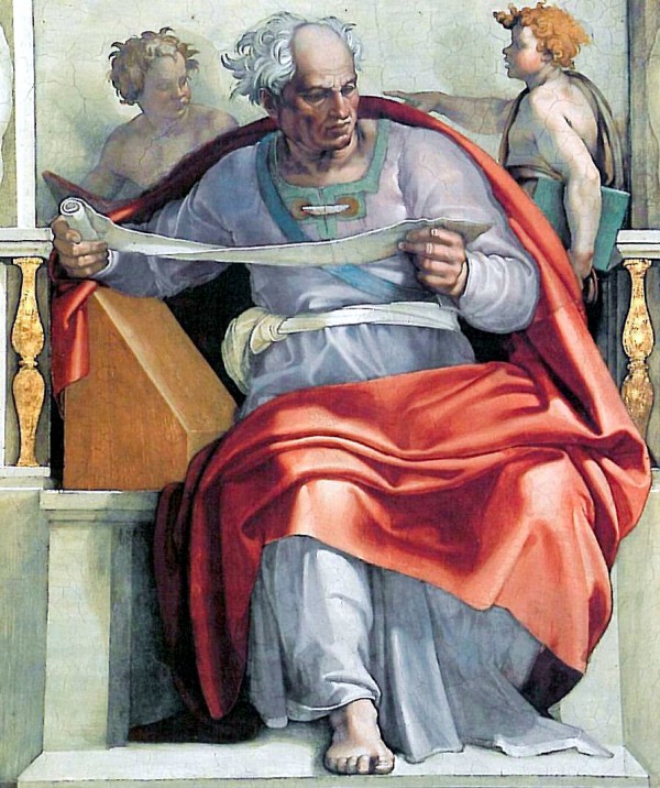 Fresco of the Hebrew prophet Joel painted by Michelangelo and his assistants for the Sistine Chapel in the Vatican between 1508 to 1512. Fresco of the Hebrew prophet Joel painted by Michelangelo and his assistants for the Sistine Chapel in the Vatican between 1508 to 1512.