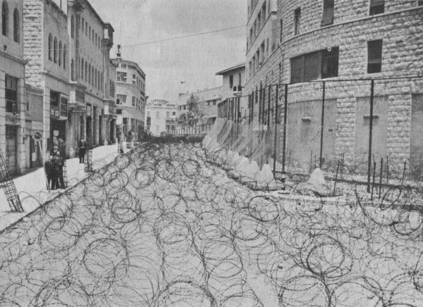 Between 1946 and 1948, the British Mandatory administration used barbed wire to secure and fortify key British installations, preventing Jewish and Arab movement. On Friday, May 14, 1948, the British Mandate ended and British forces withdrew. Israeli Irgun forces quickly took control of buildings that the British had nationalized. Between 1946 and 1948, the British Mandatory administration used barbed wire to secure and fortify key British installations, preventing Jewish and Arab movement. On Friday, May 14, 1948, the British Mandate ended and British forces withdrew. Israeli Irgun forces quickly took control of buildings that the British had nationalized.
