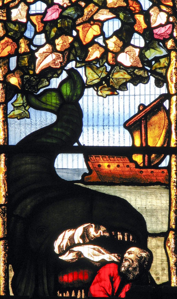 Jonah and the whale as depicted on a stained glass window in Oxford's Jesus College (photo by Fr. Lawrence Lew) Jonah and the whale as depicted on a stained glass window in Oxford's Jesus College (photo by Fr. Lawrence Lew)