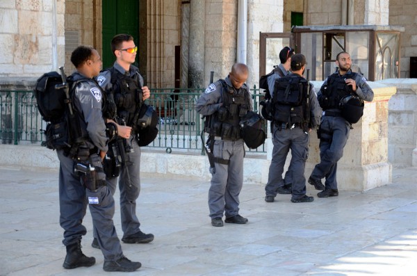 Israel posts Temple Mount police and security on the Temple Mount, which Muslims are permitted to access through 10 gates. Christians and Jews can only access the Mount through the Mughrabi Gate. (Photo by Michael Jones) Israel posts Temple Mount police and security on the Temple Mount, which Muslims are permitted to access through 10 gates. Christians and Jews can only access the Mount through the Mughrabi Gate. (Photo by Michael Jones)