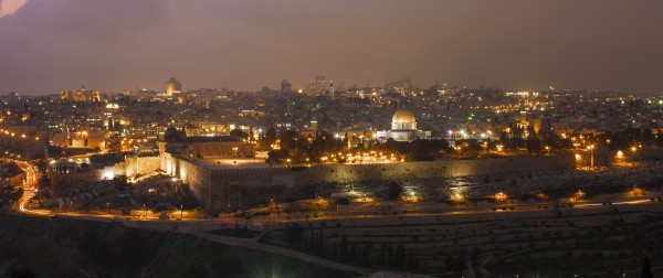 the Temple Mount A night shot of the Temple Mount in Jerusalem.