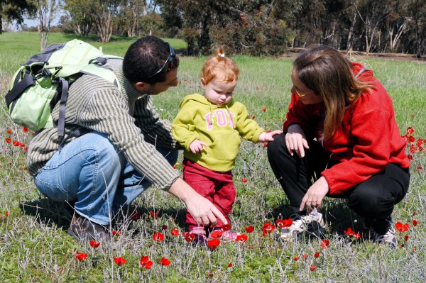 parents-anemones-toddler-Israel-Negev women of valor_equality_mother_father
